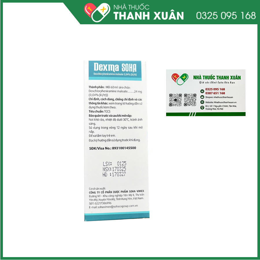 Dexma Soha điều trị các triệu chứng dị ứng như viêm mũi, viêm kết mạc dị ứng, mày đay và hỗ trợ sau phản vệ